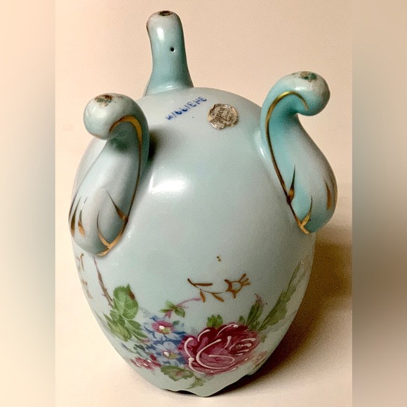 Vintage 1950s Napcoware Gold Trim Rose Design 3 Footed Ceramic Egg Vase - Picture 5 of 16